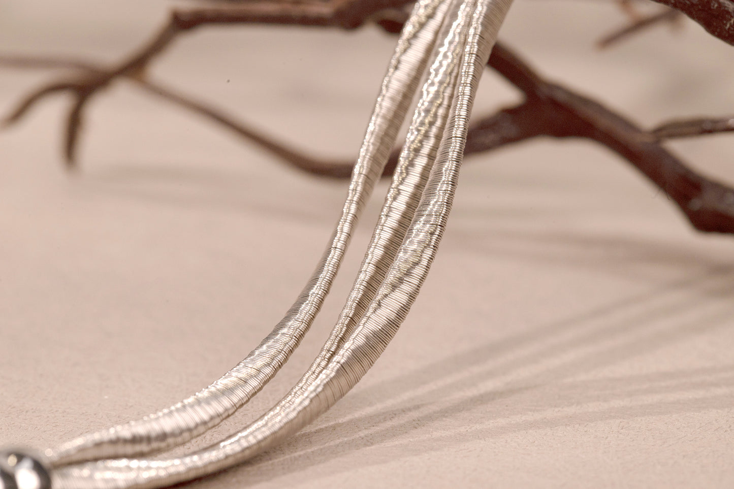 S925 Silver Twist Cable 3 Loops Necklace