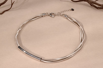 S925 Silver Twist Cable 3 Loops Necklace