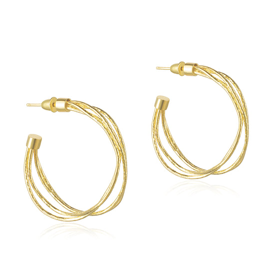 S925 Silver Twist Cable 4 Hoops Crossing Earring