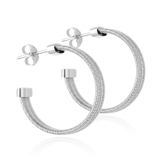 S925 Sterling Silver Twist Cable 2 Hoops Wide Earring