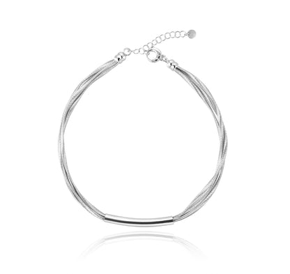 S925 Silver Twist Cable 3 Loops Necklace