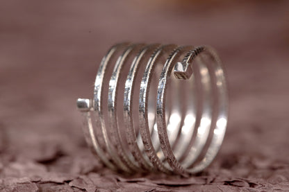 S925 Silver Twist Cable 6 Hoops Daily Ring