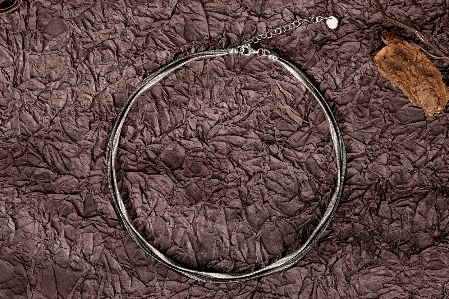 S925 Silver Twist Cable 2 Loops Monochrome Daily Necklace